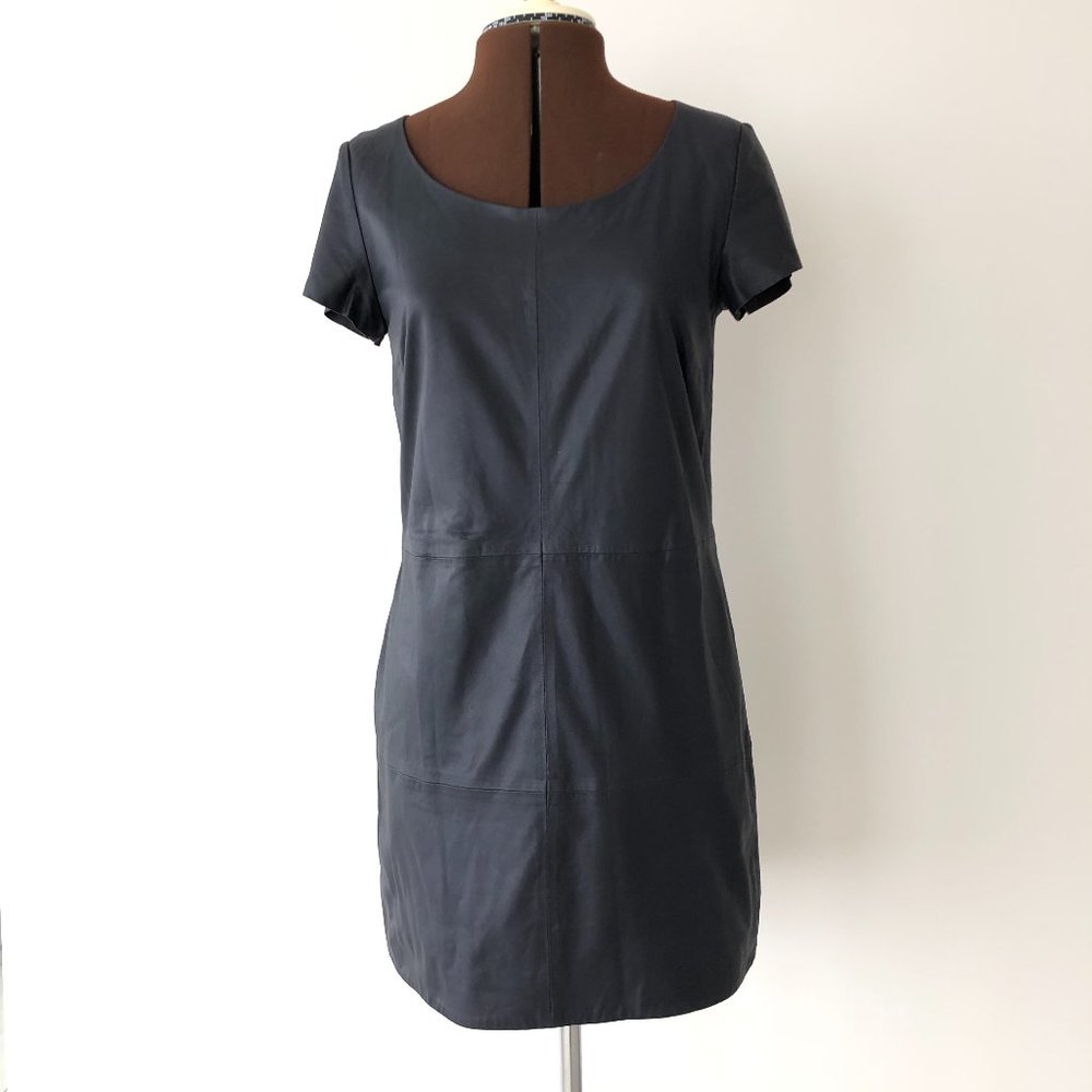 LAMARQUE Navy Leather Minidress Sz 6 NWT